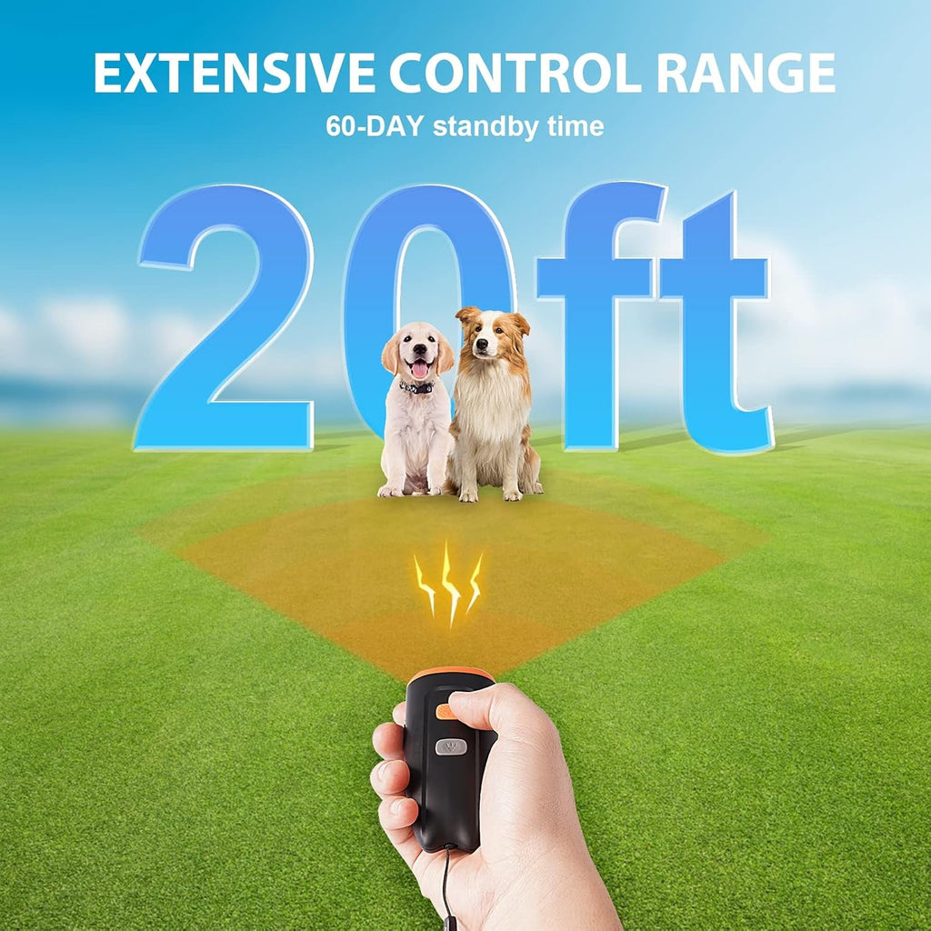 Ultrasonic Dog Bark Control Device - 3 Modes, LED Light & SOS, 20Ft Range