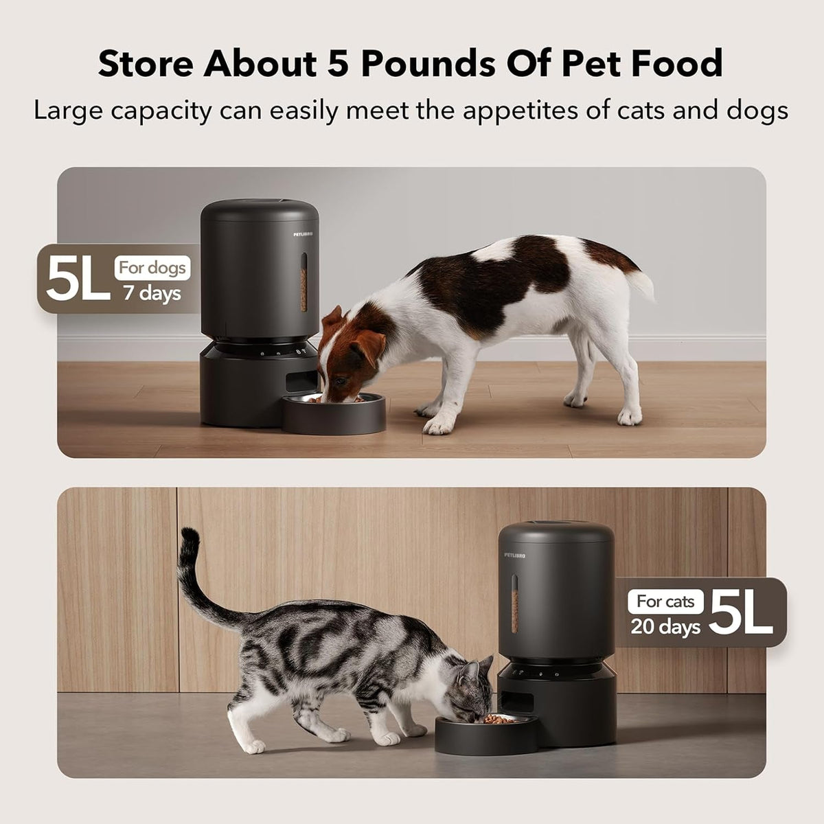 5L WiFi Automatic Pet Feeder - Freshness Preservation, Low Food Sensor, Up to 10 Meals/Day
