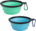 Travel-Friendly Collapsible Pet Bowls - 2 Pack Silicone Feeders for Dogs & Cats, Perfect for Food & Water on the Go (Light Blue & Light Green)