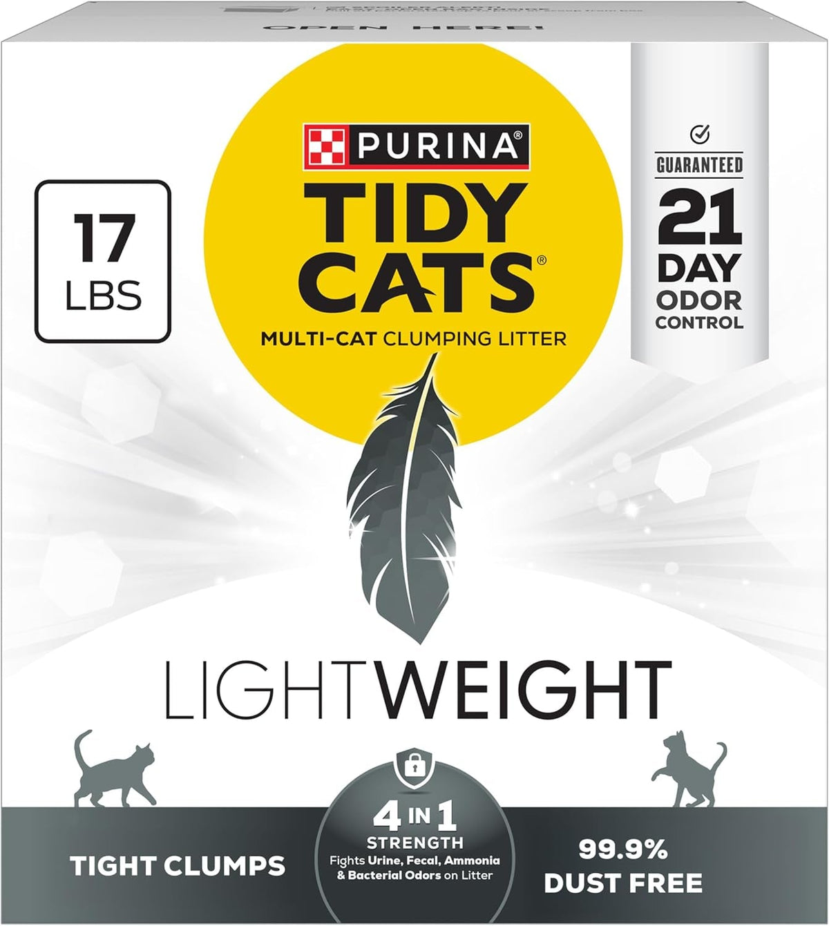 Purina 4-In-1 Lightweight Multi-Cat Clumping Cat Litter - 99.9% Dust Free with Superior Odor Control - 17 lb Box