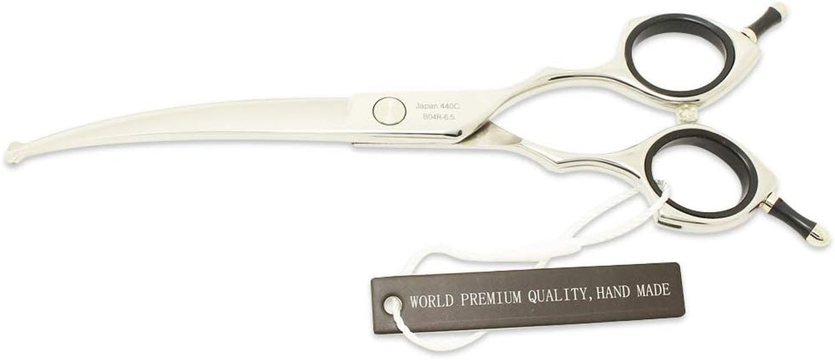 Dog Scissors for Grooming, Curved Dog Grooming Scissors with Safety round Tips, 6.5 Inch, Curved Blade, Light Weight, No Stabbing with Blunt Tip.