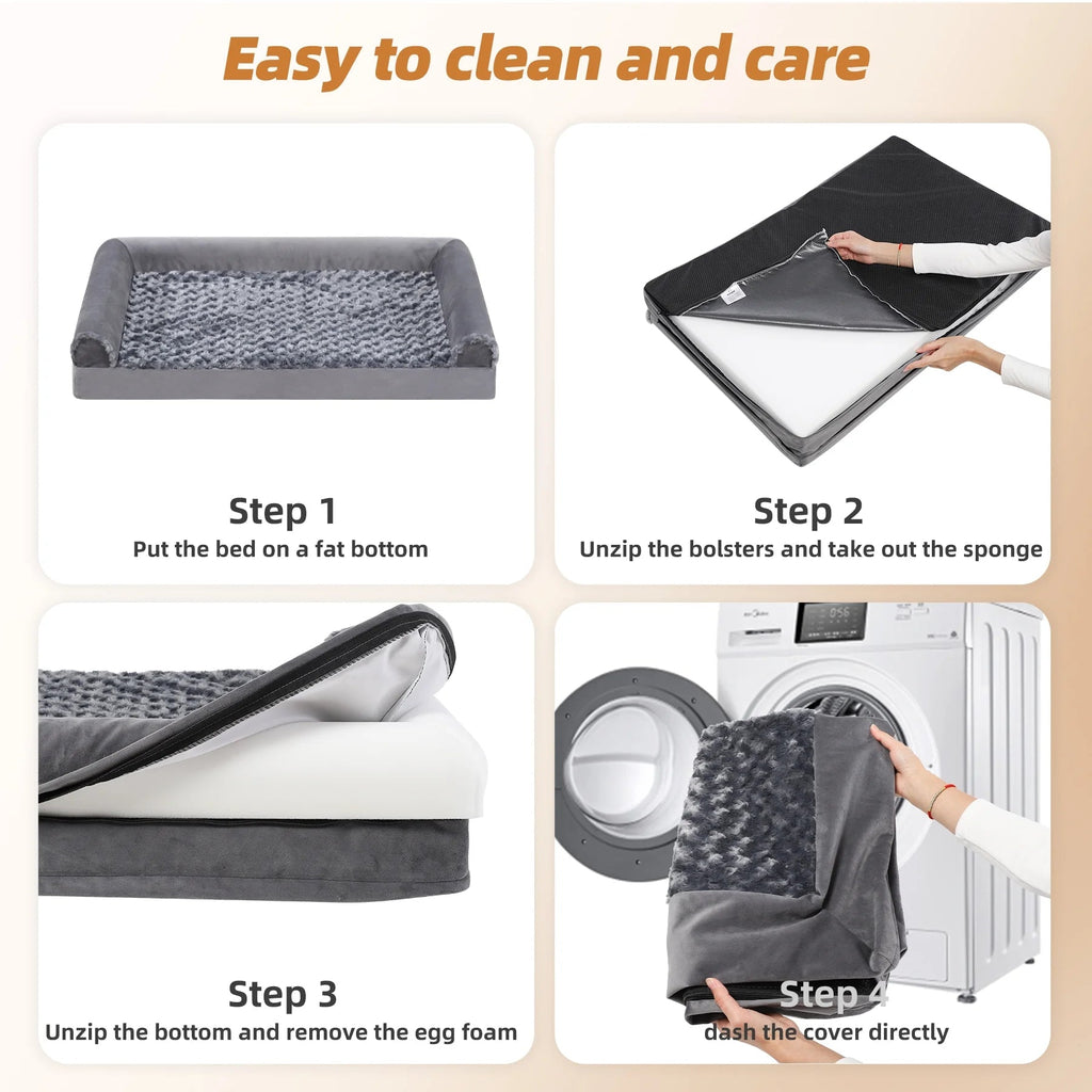 29" Orthopedic Dog Bed for Medium Dogs with Waterproof Washable Cover and Memory Foam