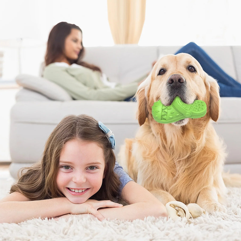 Durable Squeaky Dog Chew Toy in Fun Shoe Shape - Perfect for Aggressive Chewers and Teeth Cleaning