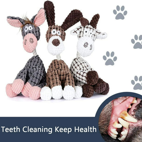 3 Pack Durable Stuffed Animal Plush Chew Toys with Squeakers, Cute Soft Dog Toys for Teeth Cleaning, for Small Medium Dogs