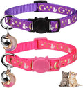 2-Pack Adjustable Glow-in-the-Dark Cat Collars with Moons & Stars Design