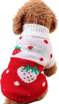 Pet Dog Sweaters Classic Knitwear Turtleneck Winter Warm Puppy Clothing Cute Strawberry and Heart Doggie Sweater (Red1, Xx-Small)