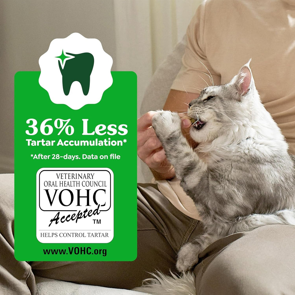 Cat Treats, Veterinarian-Recommended Adult Natural Dental Cat Treats, Tempting Tuna Flavor, 9.75 Oz. Tub