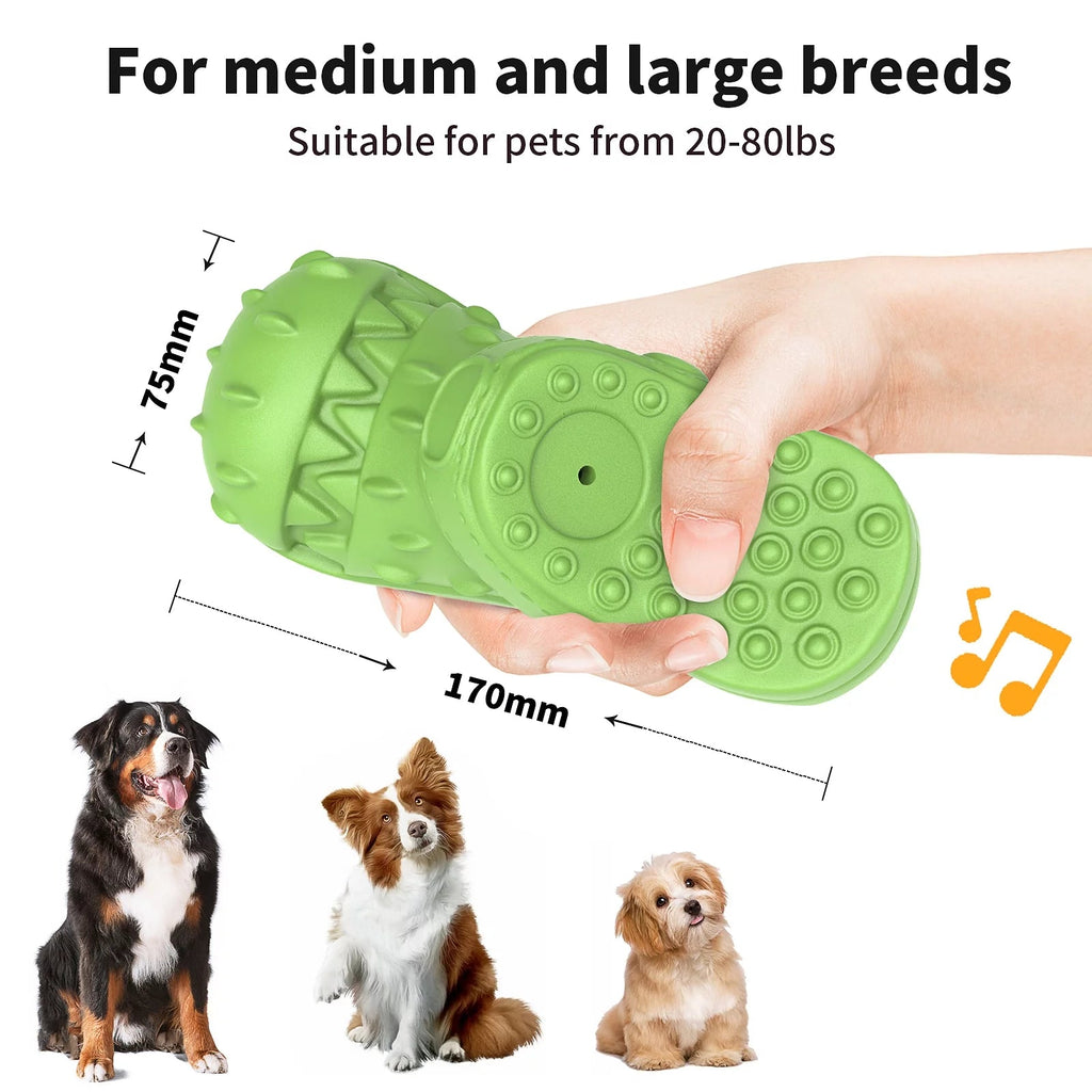 Durable Squeaky Dog Chew Toy in Fun Shoe Shape - Perfect for Aggressive Chewers and Teeth Cleaning