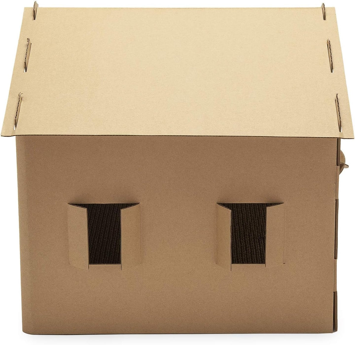 Cardboard Cat House Gingerbread House, Cat Hideout Scratcher with Detachable Hanging Toys