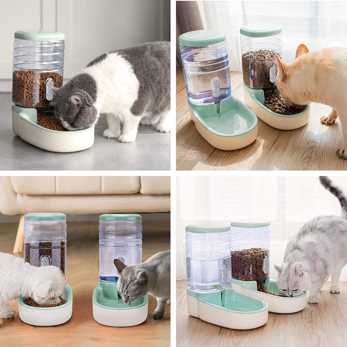 Automatic Pet Feeder & Water Dispenser Set - 1 Gallon Each for Dogs & Cats
