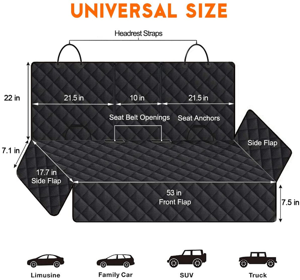 Waterproof Dog Car Seat Cover - Non-Slip Back Seat Protector for Cars, Trucks & SUVs