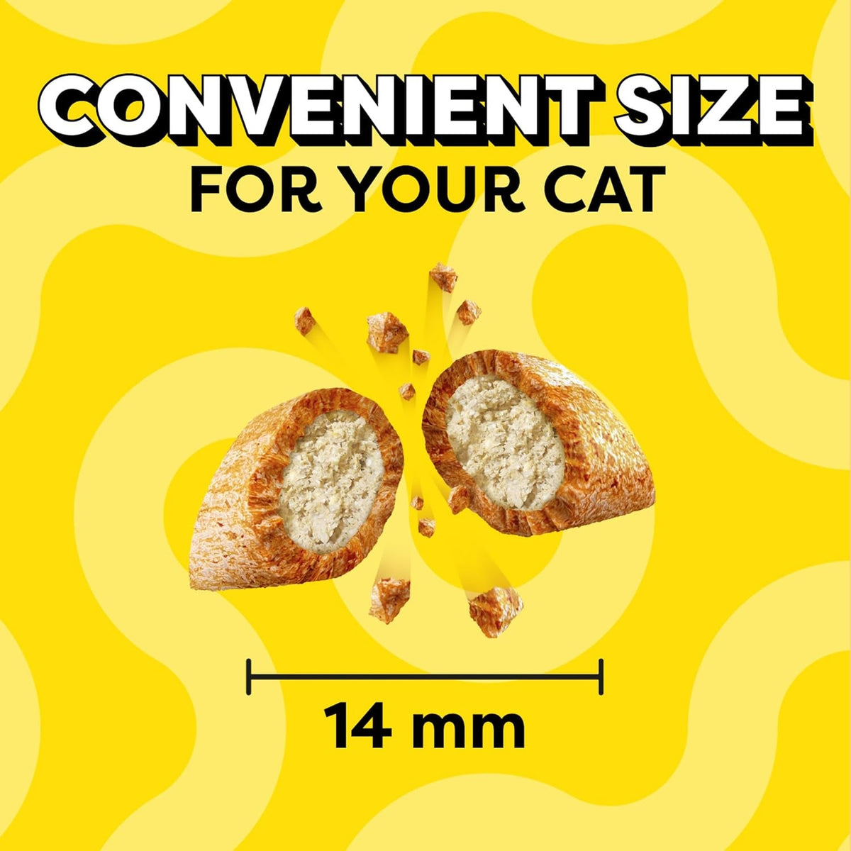 Indulge Your Cat with Jumbo Stuffed Chicken Flavor Treats - Crunchy Outside, Soft Inside, 2.5 oz Pouch (Pack of 12)