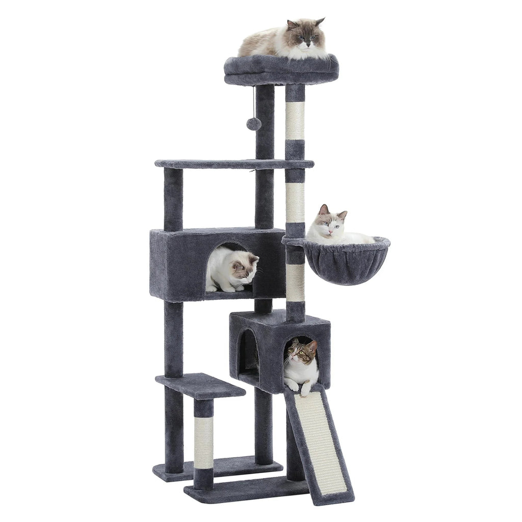 61" Cat Tree Tower for Indoor Cats with Platform and Scratching Posts, Cat Condo Cat Tree House in Pet Supplies, Gray