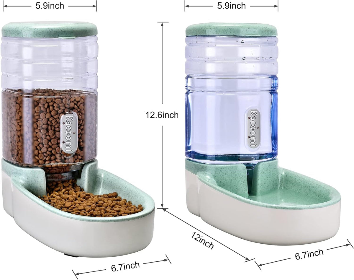 Automatic Pet Feeder & Water Dispenser Set - 1 Gallon Each for Dogs & Cats