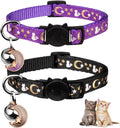 Stylish 2-Piece Adjustable Breakaway Cat Collars with Glow-in-the-Dark Moons and Stars - Perfect for Your Feline Friend!