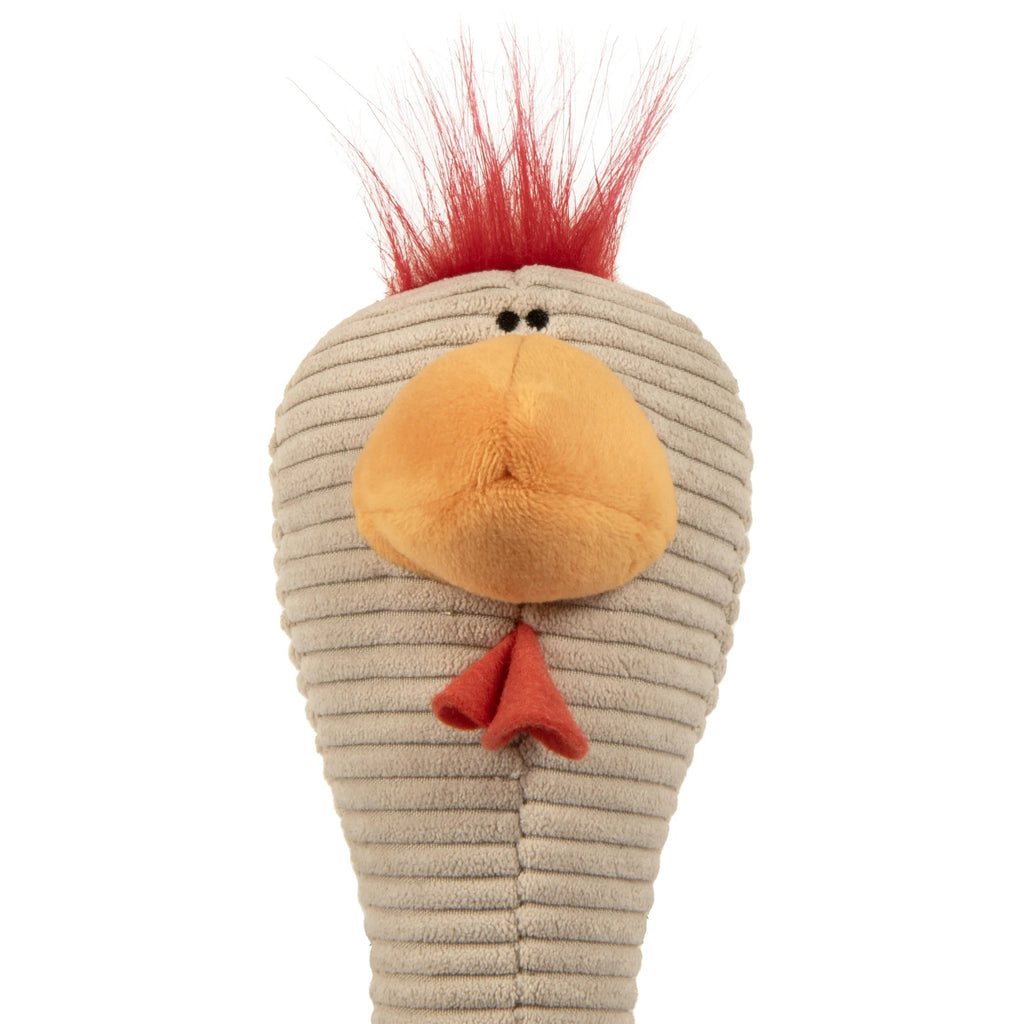 Tough 'N Fun Long Neck Rowdy Rooster Squeaky Chew Guard Dog Toy, Brown Large