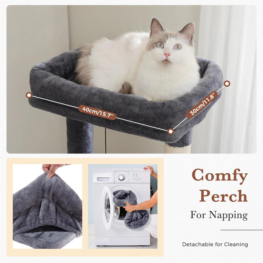 61" Cat Tree Tower for Indoor Cats with Platform and Scratching Posts, Cat Condo Cat Tree House in Pet Supplies, Gray