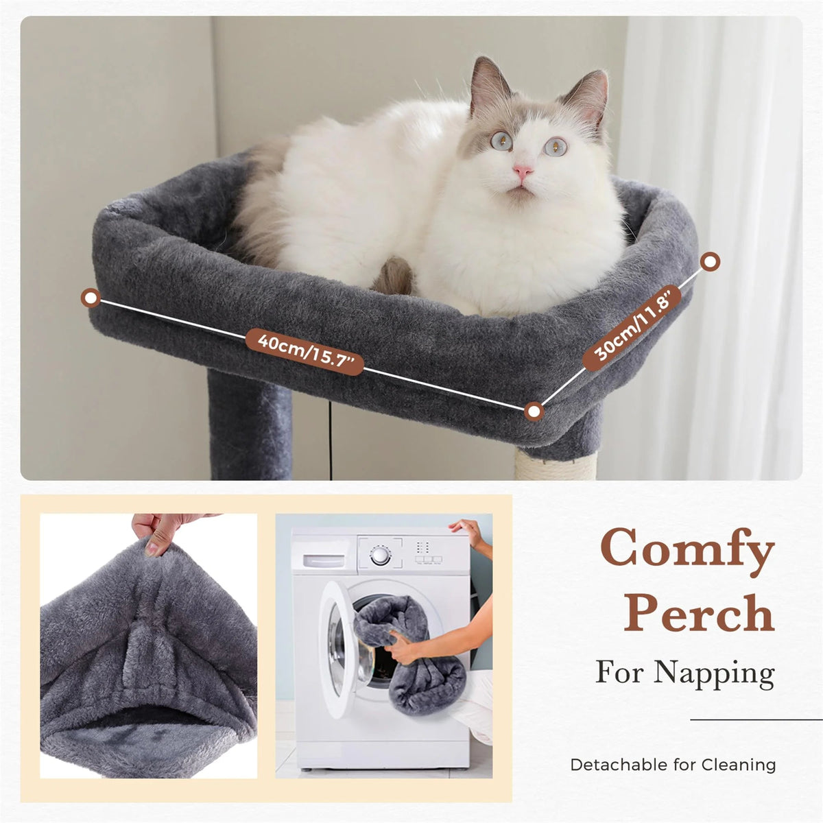61" Cat Tree Tower for Indoor Cats with Platform and Scratching Posts, Cat Condo Cat Tree House in Pet Supplies, Gray