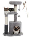 Deluxe 32.7" Gray Cat Tree - Cozy Condo & Scratching Posts with Self-Grooming Toy for Kittens