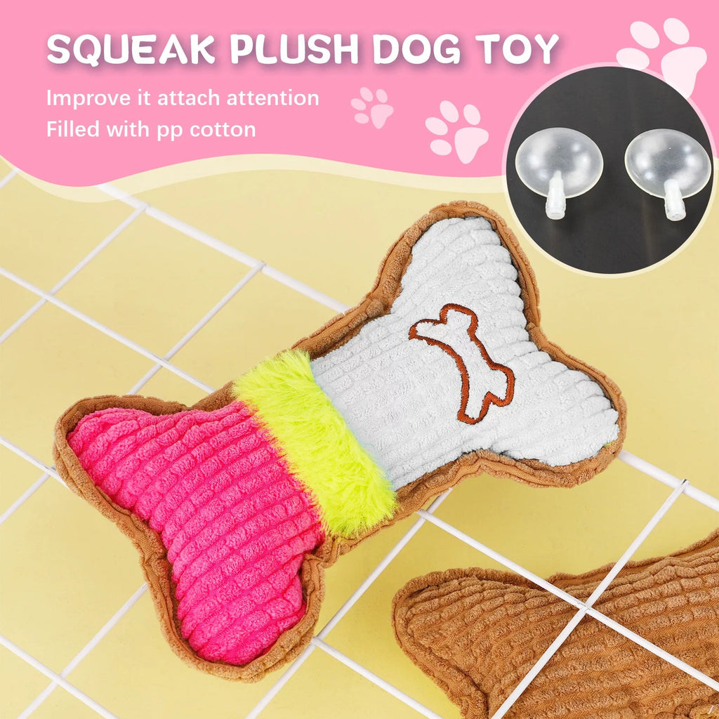 5 Pack Interactive Puppy Chew Toys - Plush Squeaky & Rubber Teething Toys for Small Dogs - Perfect for Dental Care & Playtime!