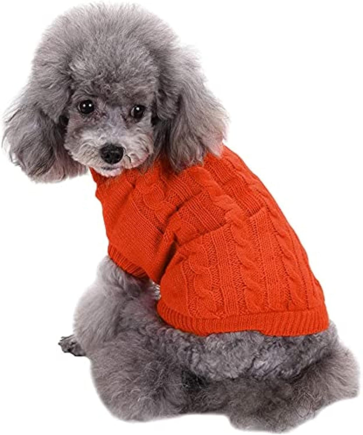 Knitted Small Dog Sweater - Warm Winter Sweatshirt for Pets (XX-Small, Orange)