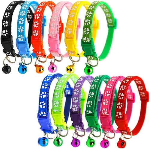 12-Pack Adjustable Breakaway ID Collars with Bells for Newborn Puppies and Kittens - Perfect for Easy Identification!