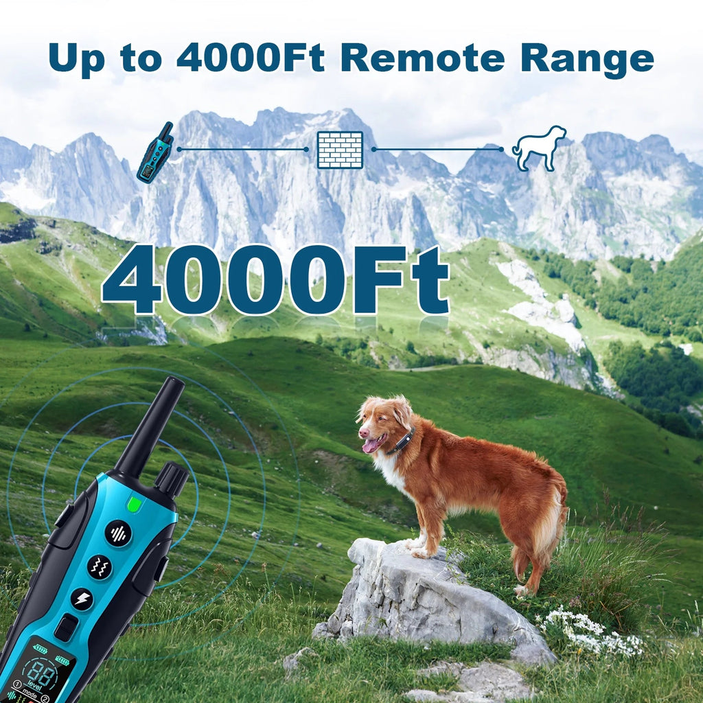 Dog Shock Collar - 4000FT Dog Training Collar with Remote Control for Small Medium Large Dogs, Beep (1-8) Vibration (1-16) Safe Shock (1-99) Modes and Flashing Light