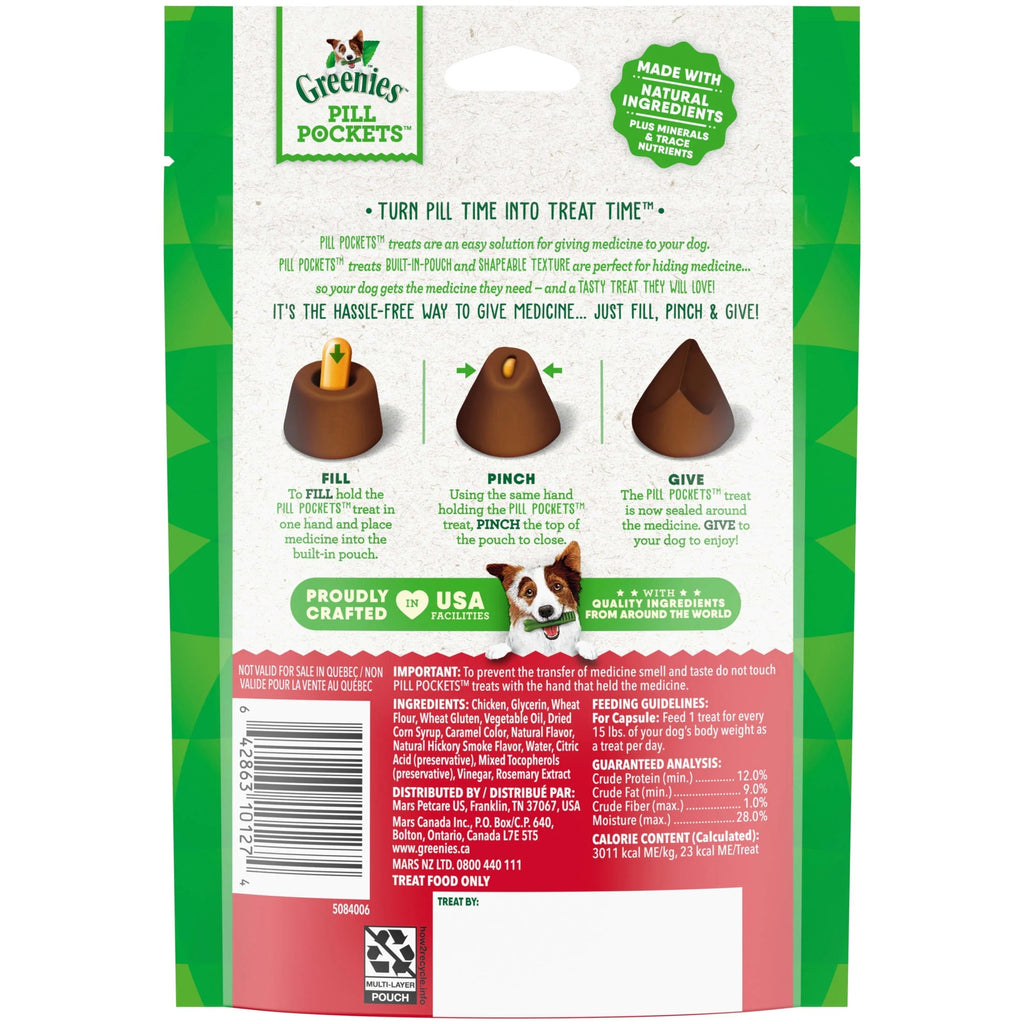 Greenies Pill Pockets Dog Treats - Hickory Smoke Flavor, Large Size, 7.9 Oz (30 Count)