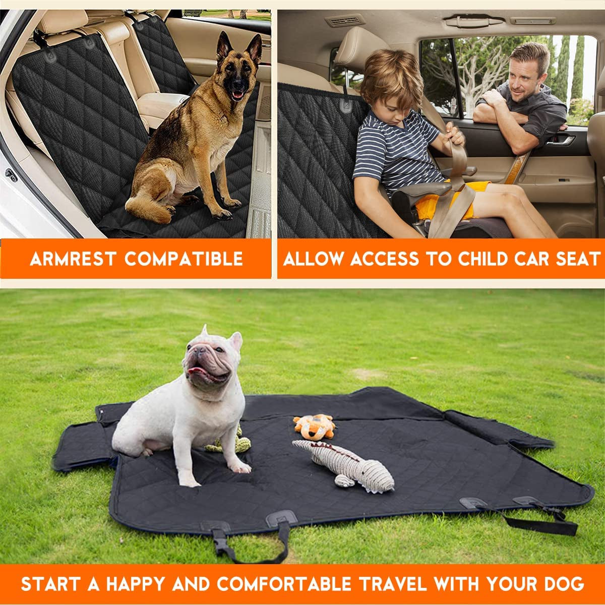 Waterproof Dog Car Seat Cover - Non-Slip Back Seat Protector for Cars, Trucks & SUVs