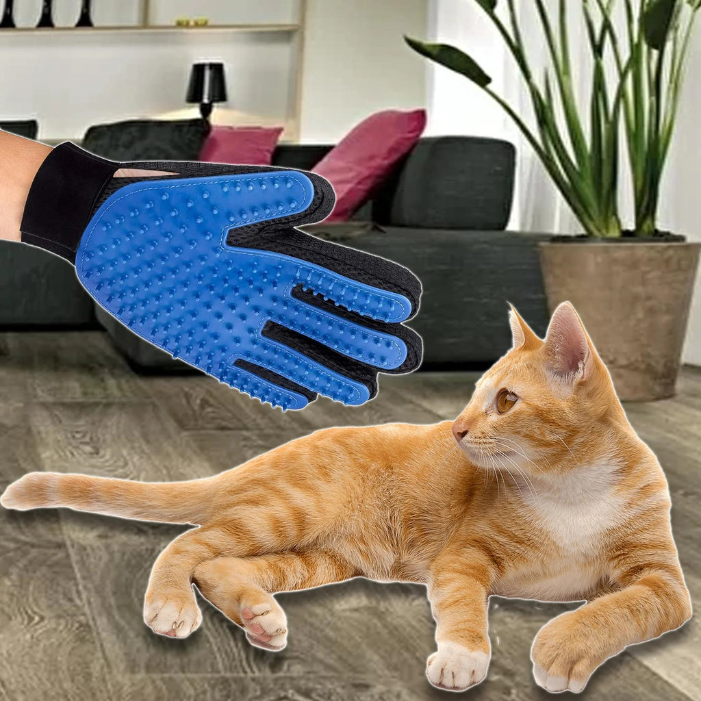 Pet Grooming Gloves Dog Brush Mitt Deshedding Hair Removal Massage Horse Pair