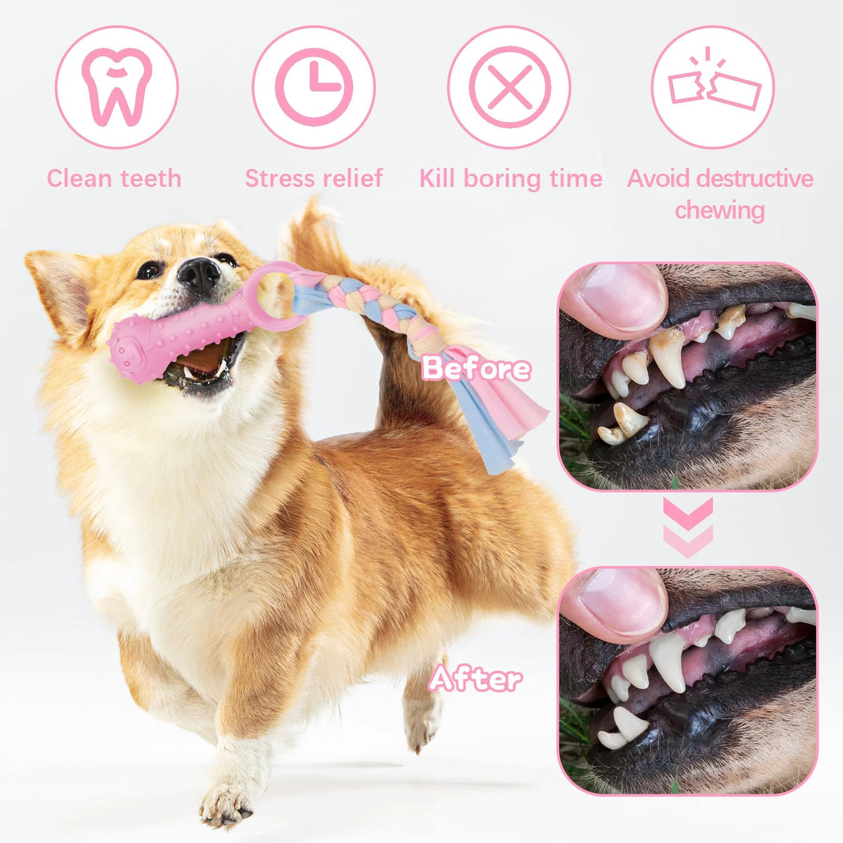 5 Pack Interactive Puppy Chew Toys - Plush Squeaky & Rubber Teething Toys for Small Dogs - Perfect for Dental Care & Playtime!