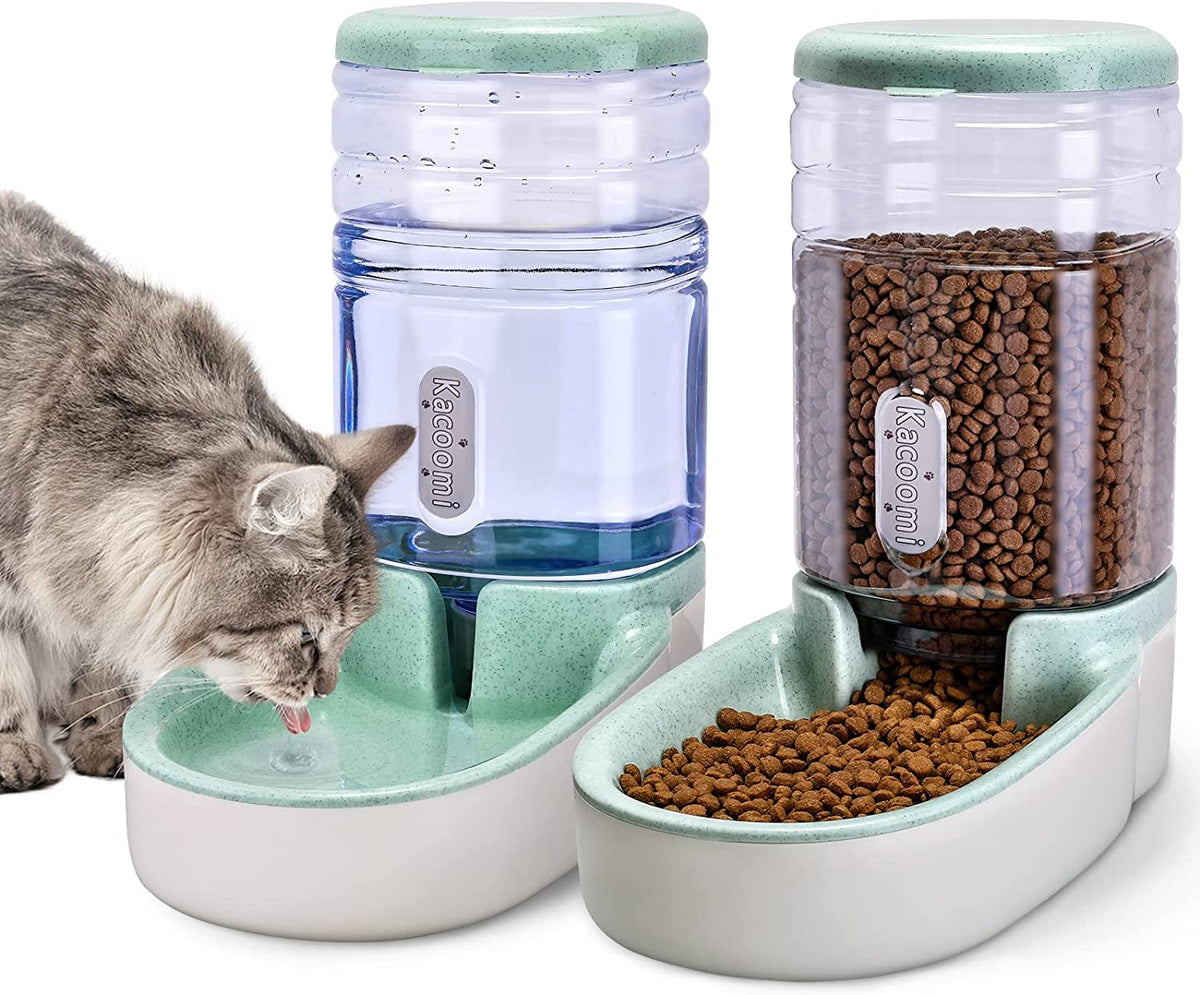 Automatic Pet Feeder & Water Dispenser Set - 1 Gallon Each for Dogs & Cats