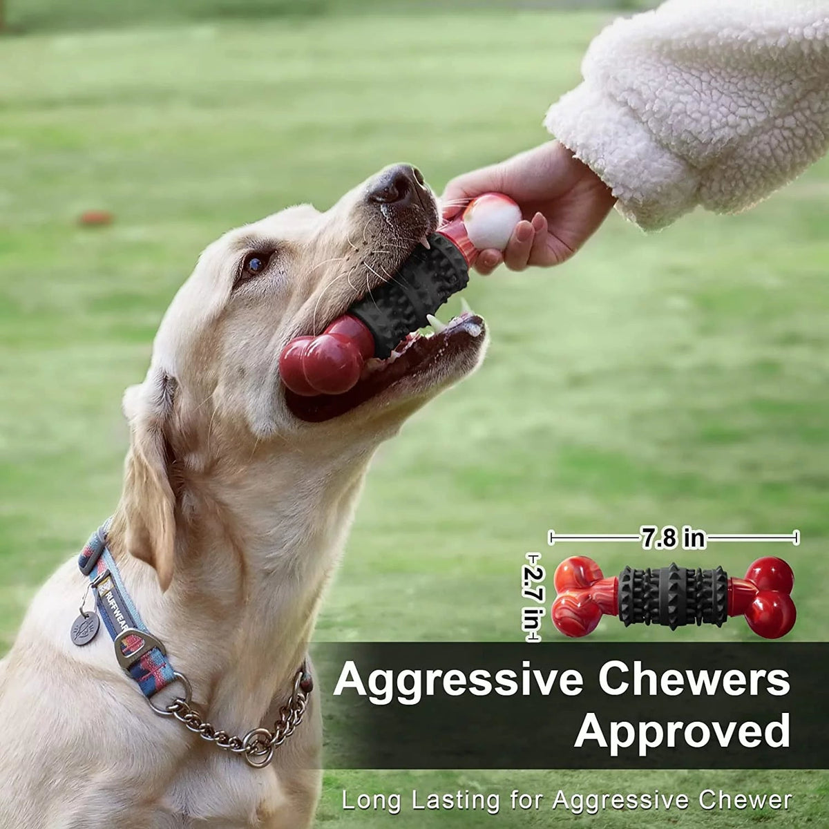 Indestructible Dog Bone Toy for Aggressive Chewers - Interactive Chew Toy for Large & Medium Dogs by Dinosam