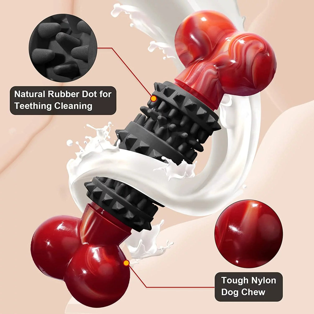 Indestructible Dog Bone Toy for Aggressive Chewers - Interactive Chew Toy for Large & Medium Dogs by Dinosam