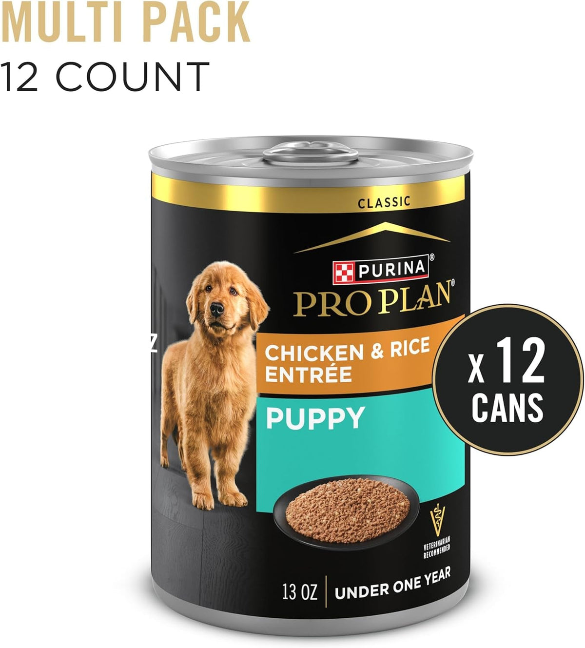 Wet Puppy Food Pate, Wet Food Classic Chicken and Rice Entrée - (Pack of 12) 13 Oz. Cans