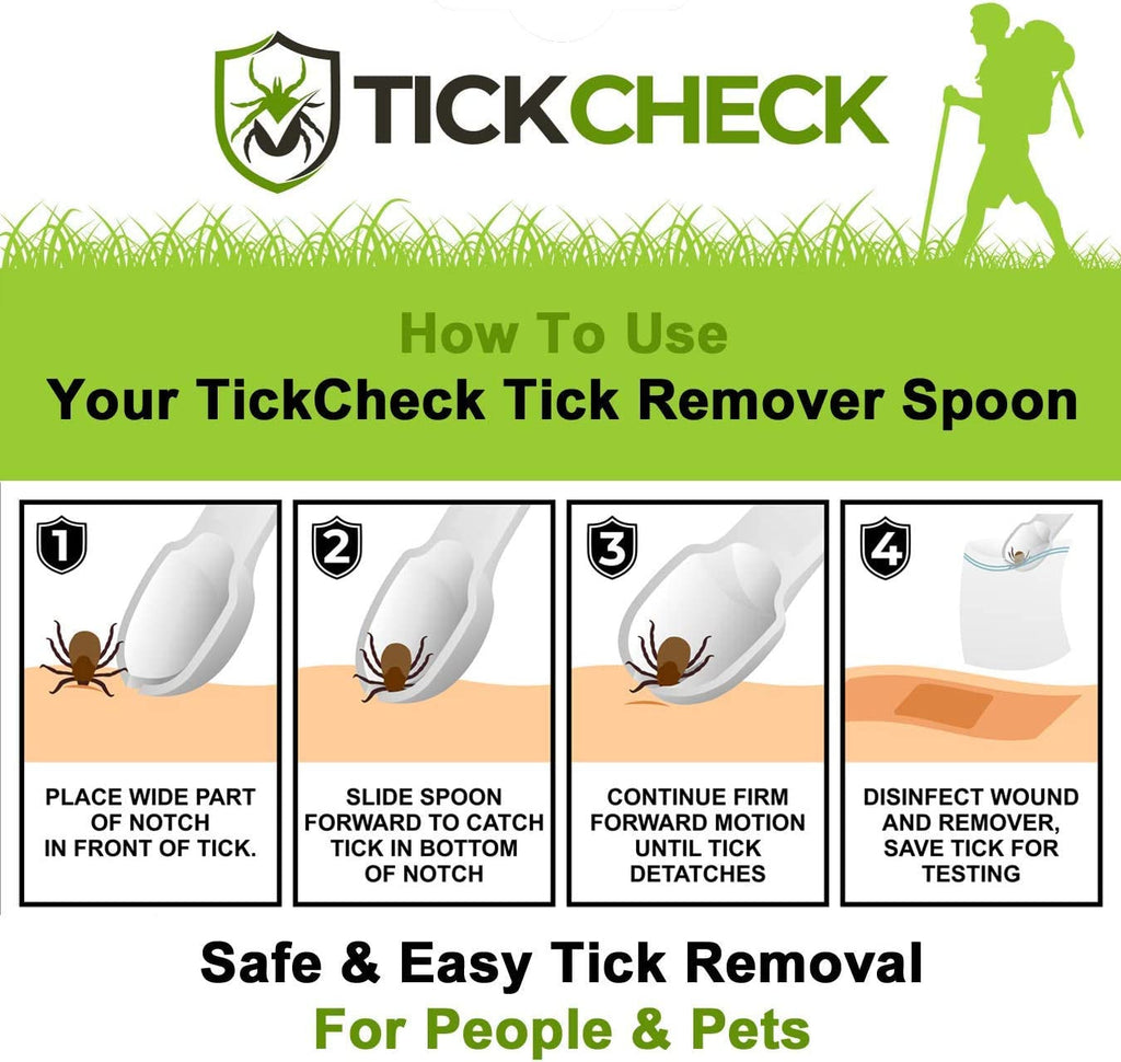 Tick Remover Spoon - 3 Pack of Lightweight Tick Remover Tools with Free Tick ID Card & Carabiner (1 Set, 3 Spoons)