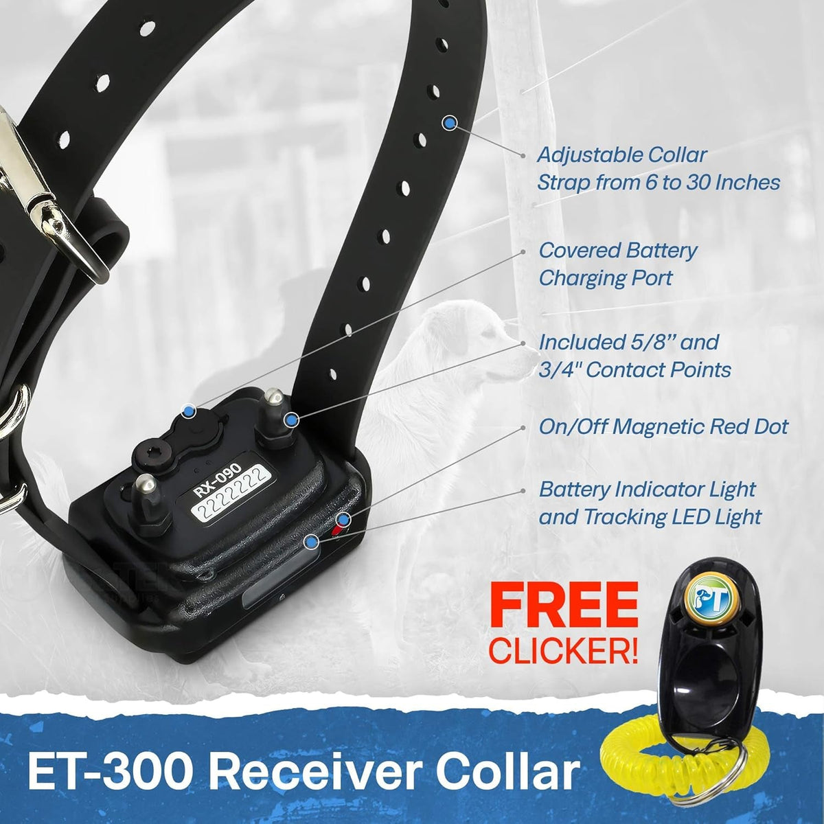 Educator ET-300 Mini E-Collar Dog Training Remote – 1/2 Mile, Waterproof, 100 Levels