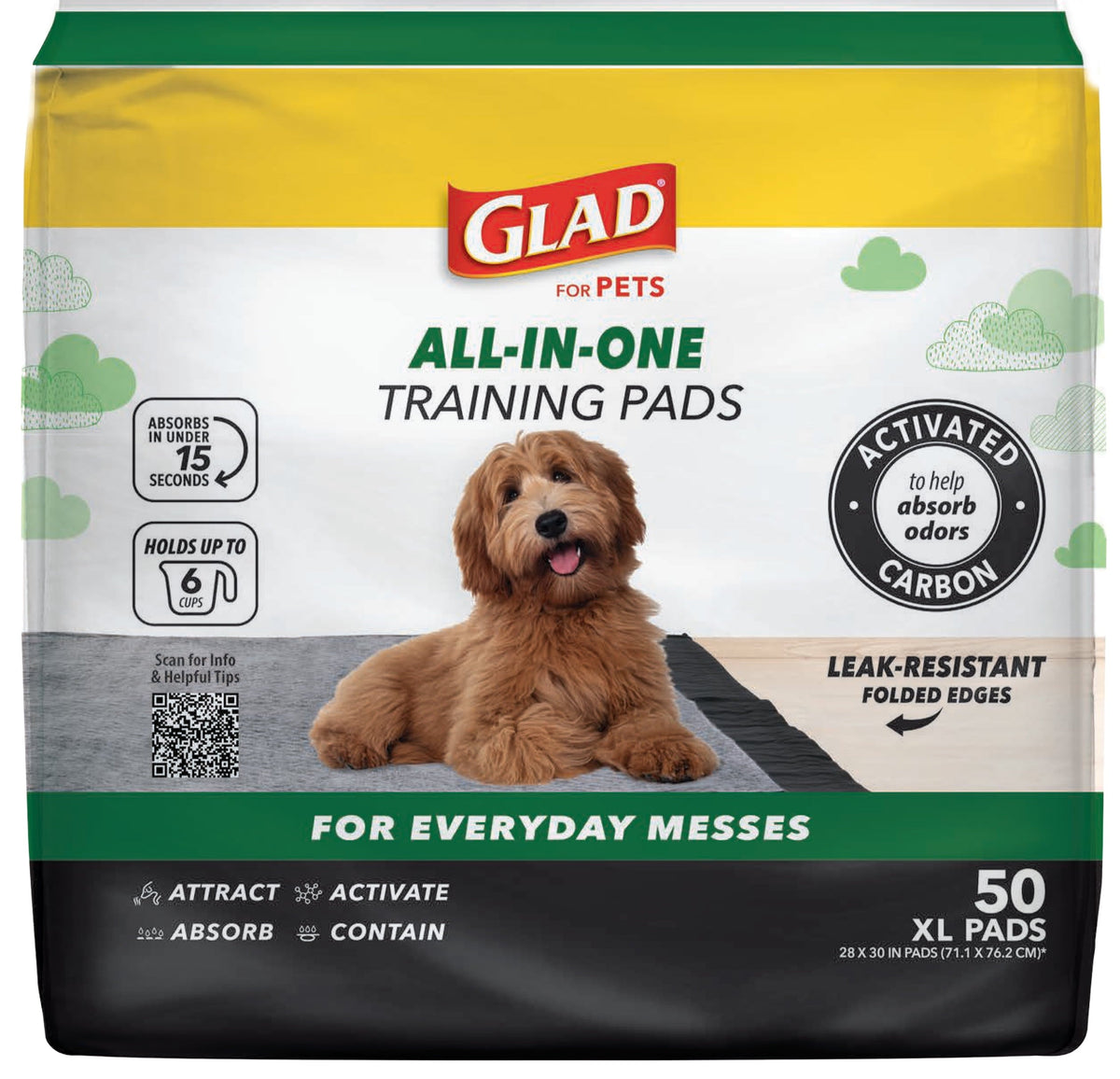Jumbo Leak Resistant Activated Carbon Training Pads for Large Breed Dogs, 28In X 30In, 50 Count