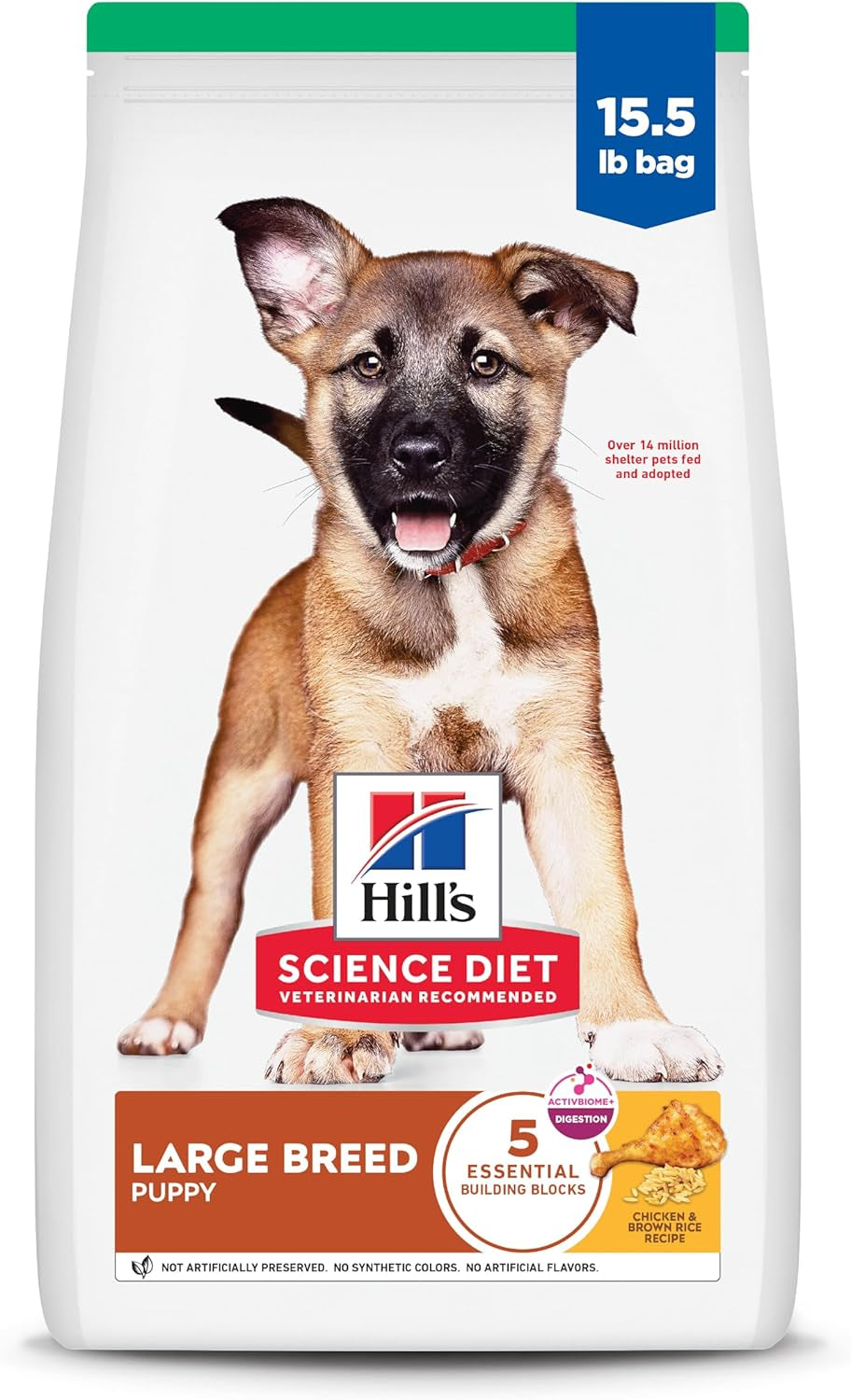 Large Breed Puppy Food, DHA to Support Healthy Development, Chicken & Brown Rice Dry Dog Food, 15.5 Lb. Bag