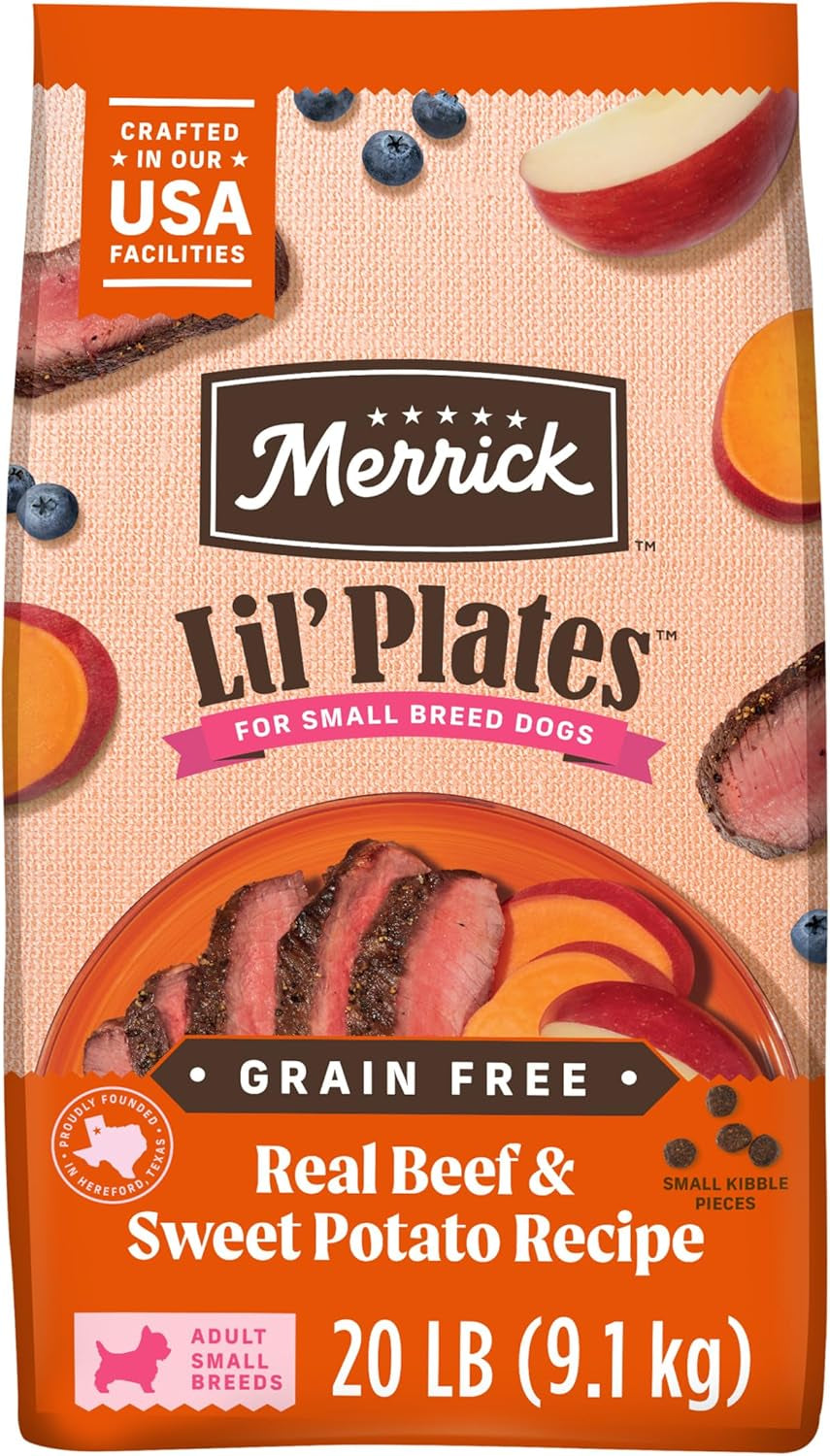 Lil’ Plates Premium Grain Free Dry Dog Food for Small Dogs, Real Texas Beef and Sweet Potato Kibble - 20.0 Lb. Bag