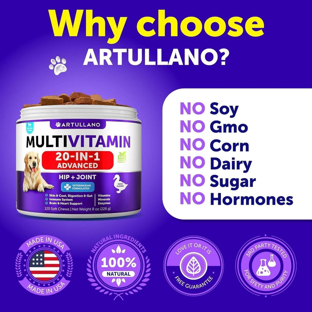 20-in-1 Dog Multivitamin Chewable Treats with Glucosamine & Omega-3