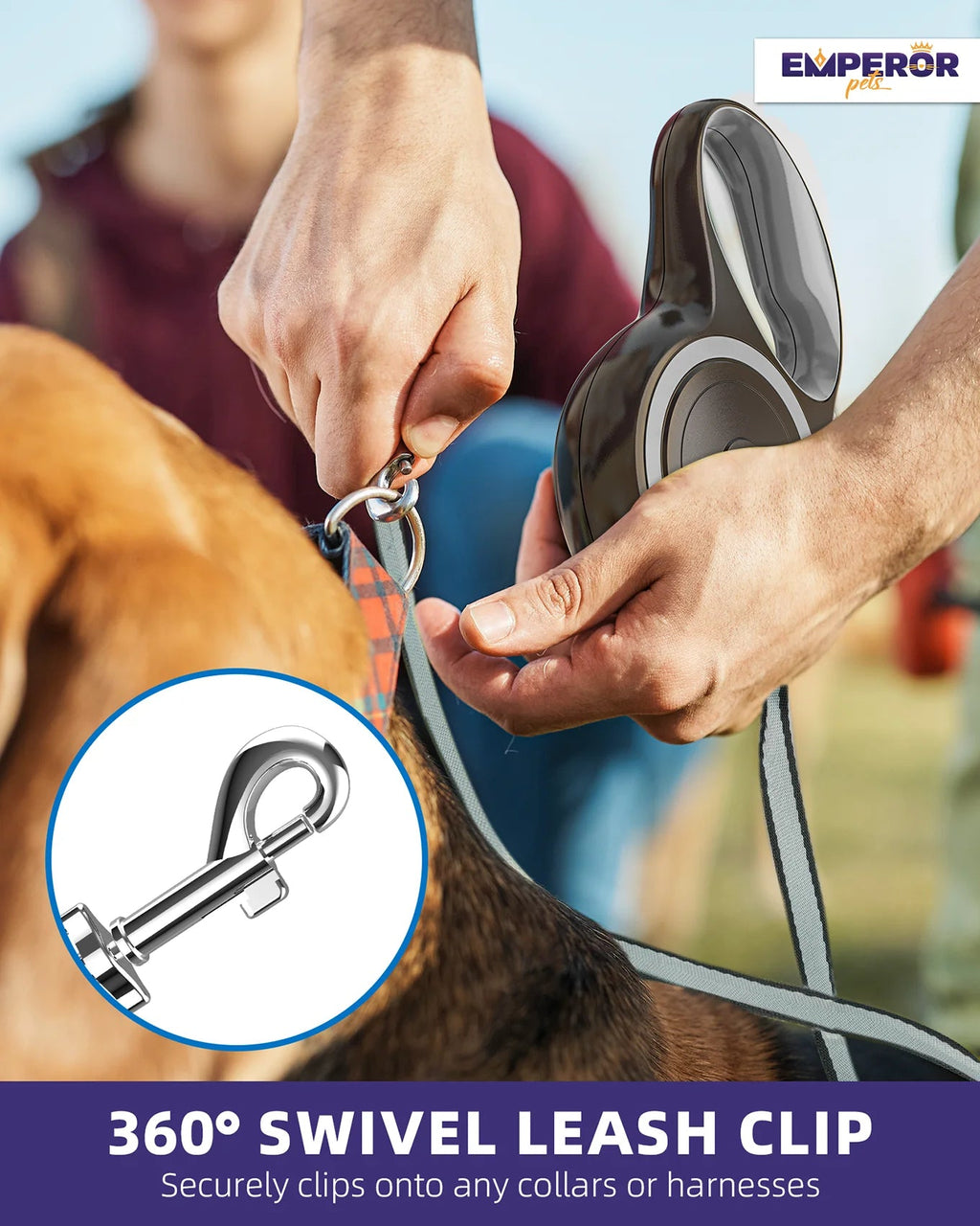 16 Ft Retractable Dog Leash Large Dogs - up to 110Lbs, Large Dog Leash Heavy Duty Dog Leash Retractable 16 Ft - Gray - GY16-50