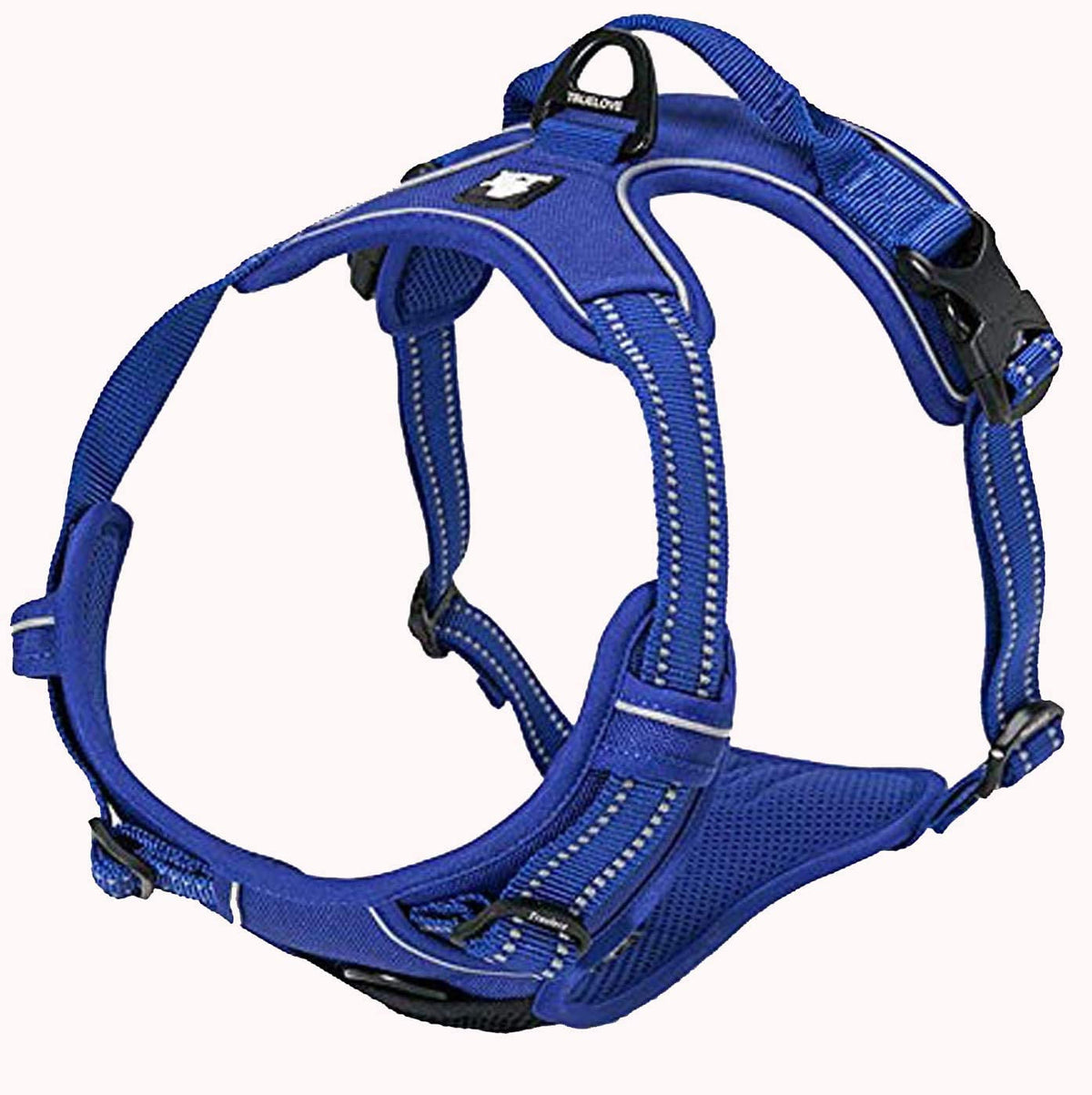 Adjustable No-Pull Reflective Dog Harness - Comfortable Control Vest in Royal Blue (Large)