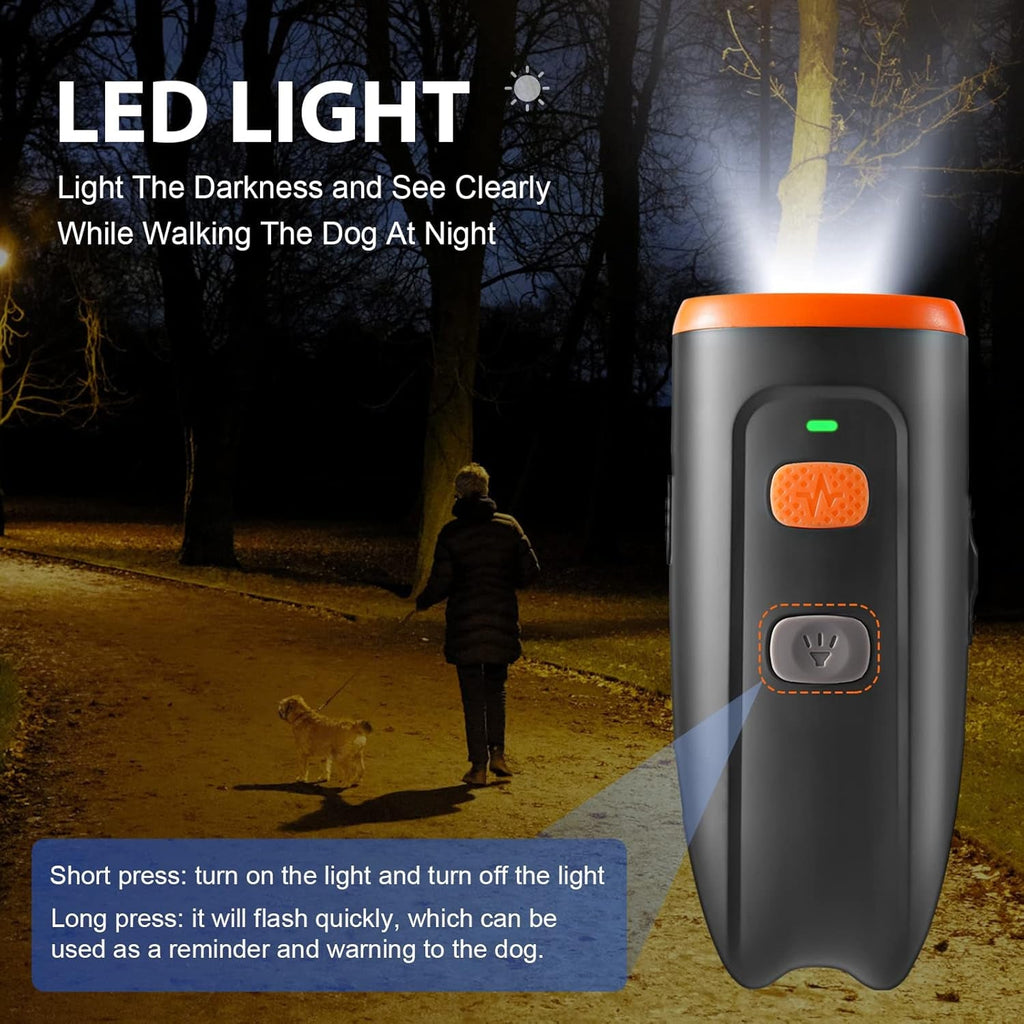 Ultrasonic Dog Bark Control Device - 3 Modes, LED Light & SOS, 20Ft Range