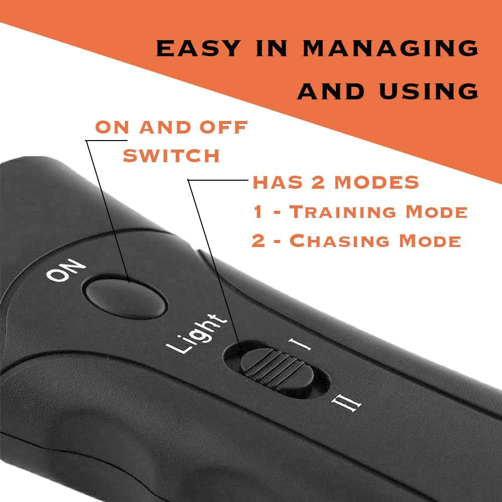 Ultrasonic Dog Bark Control Device – Handheld Trainer with LED Flashlight & Wrist Strap