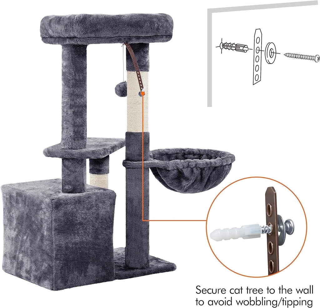 Cat Tree, 34In Cat Tower, Multi-Level Cat Condo with Extra Scratch Boards and Sisal Posts as Kitty Activity Center Pet Stand Tree for Indoor Kittens