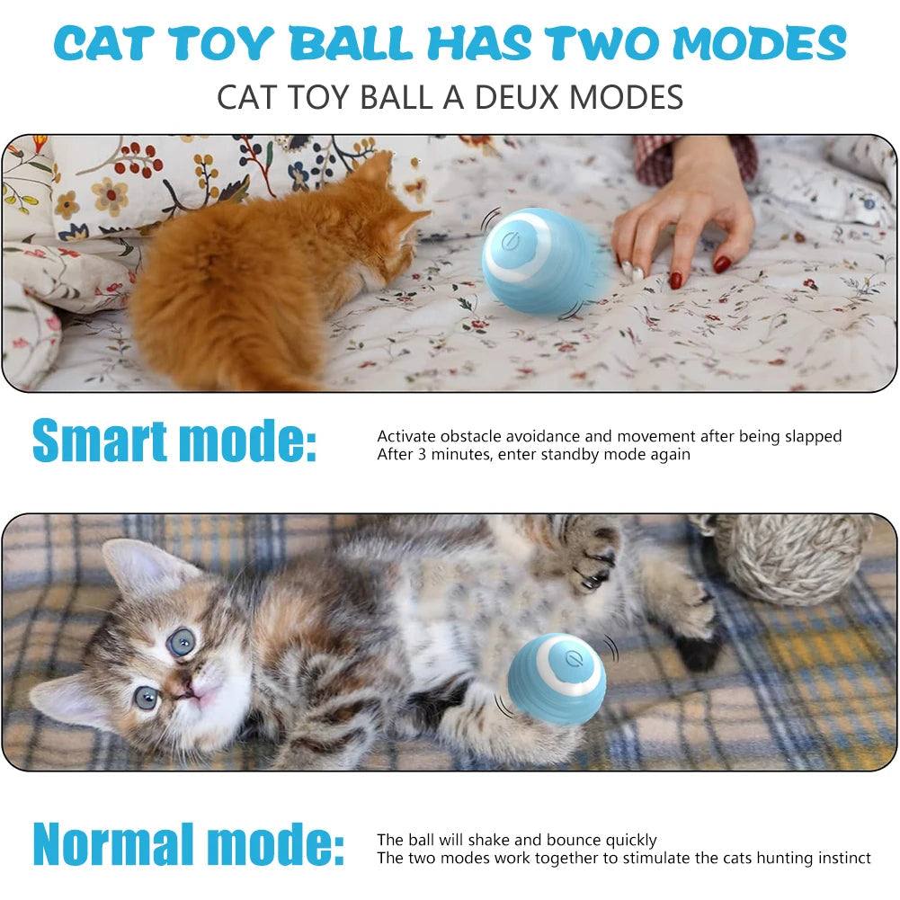 Electric Rolling Ball Cat Toy - USB Rechargeable, Auto Obstacle Avoidance
