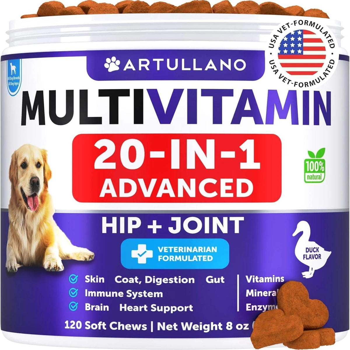 20-in-1 Dog Multivitamin Chewable Treats with Glucosamine & Omega-3