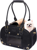 Dog Carrier Purse, Pet Carrier, Foldable Waterproof Premium PU Leather Pet Travel Portable Bag Carrier for Cat and Small Dog Home & Outdoor Small Black