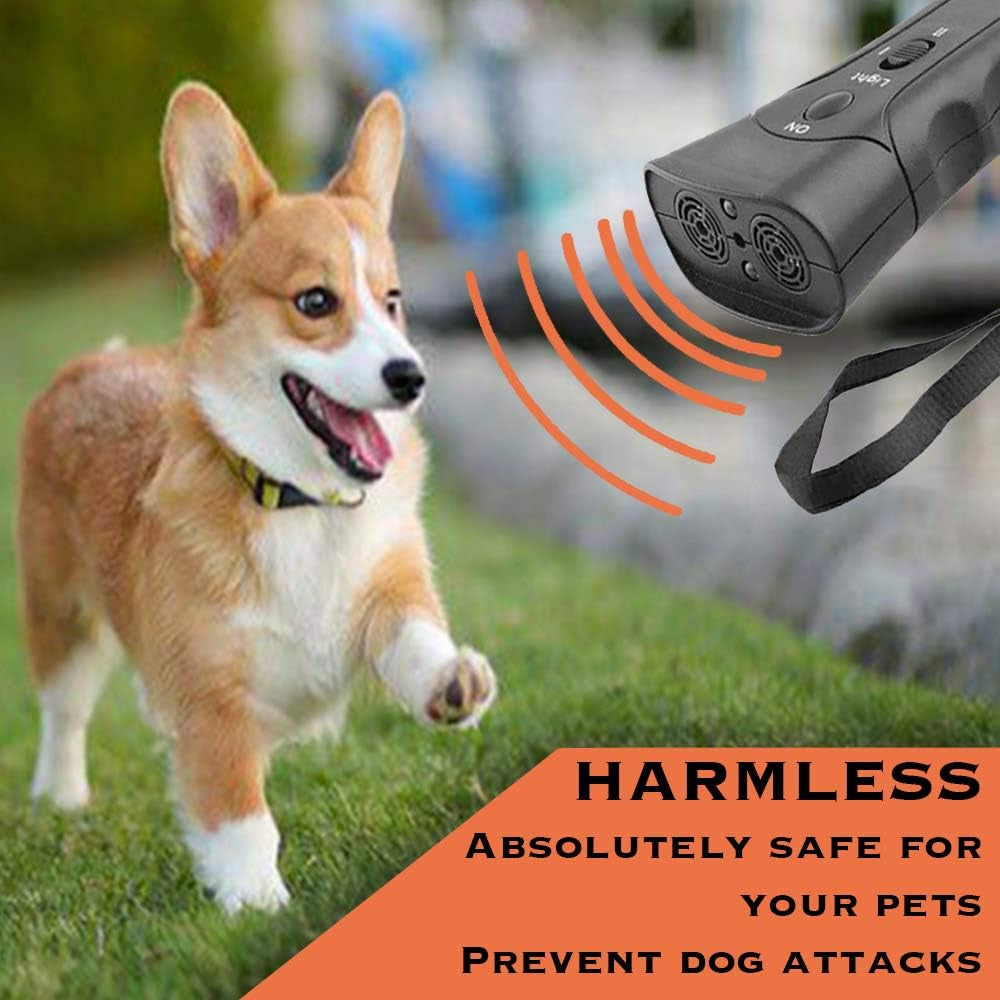 Ultrasonic Dog Bark Control Device – Handheld Trainer with LED Flashlight & Wrist Strap